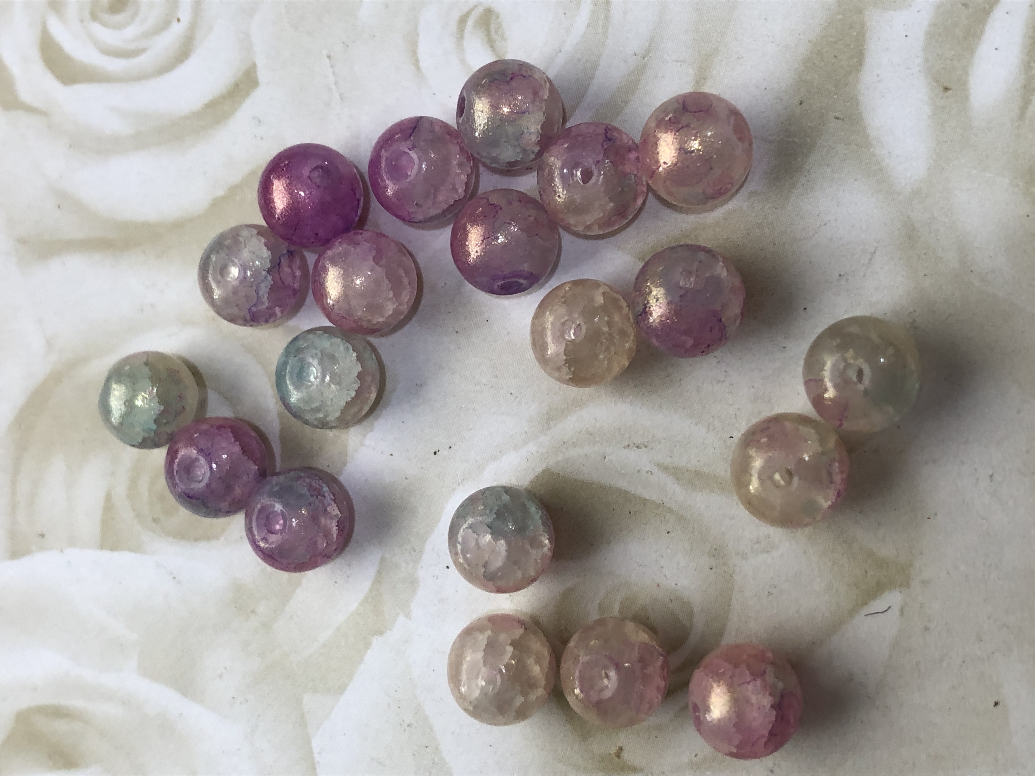 Glass Shimmering Pastel Coloured 8mm Beads