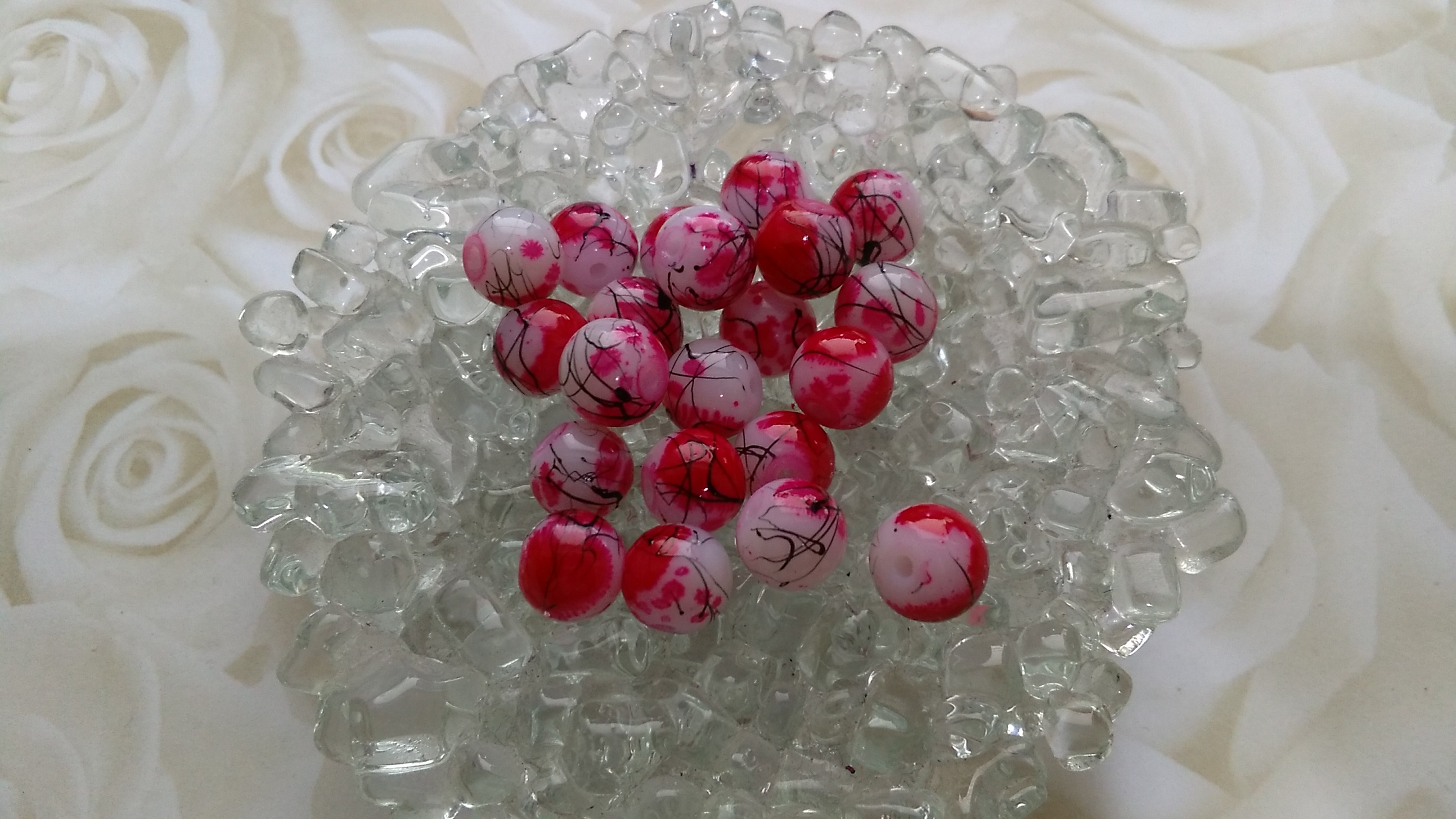 Drawbench Glass Rose Red 8mm Beads