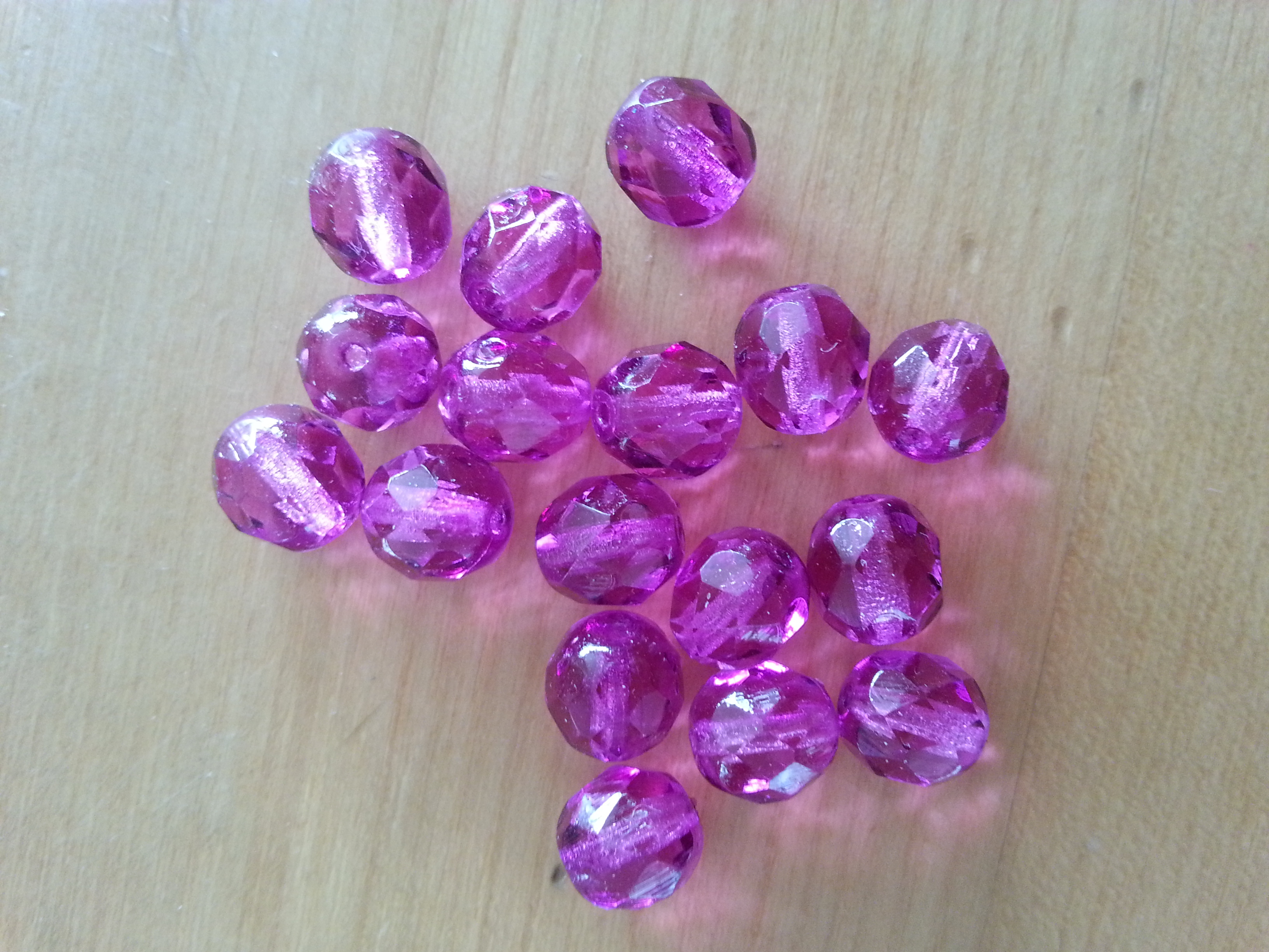 Czech 8mm Fuchsia Coated Faceted Round Bead