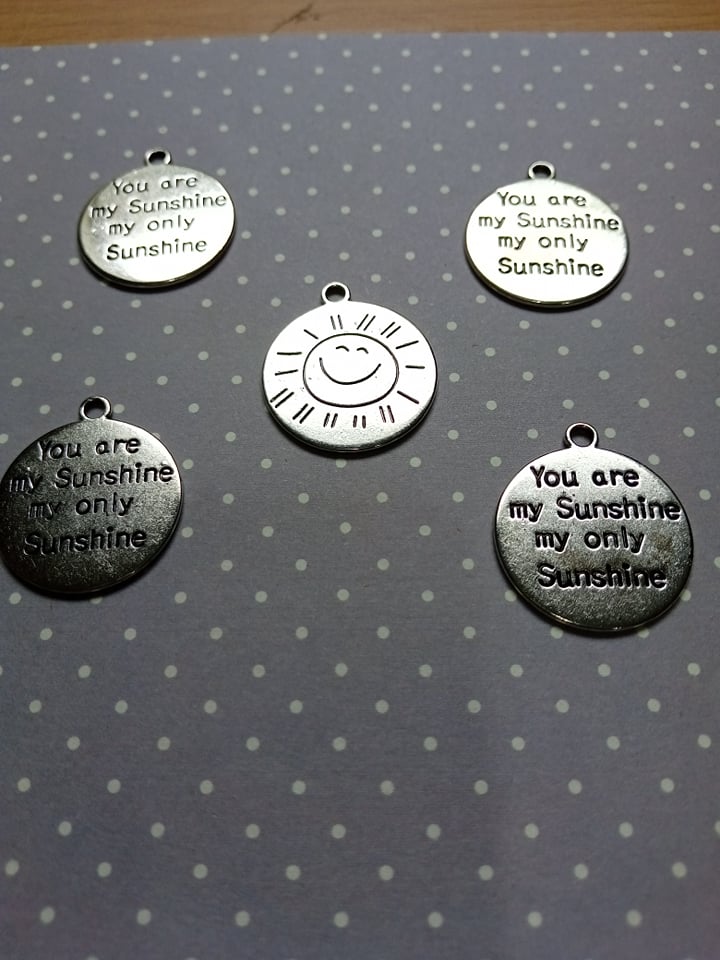 Tibetan Silver "You are my Sunshine" 24mm Charms