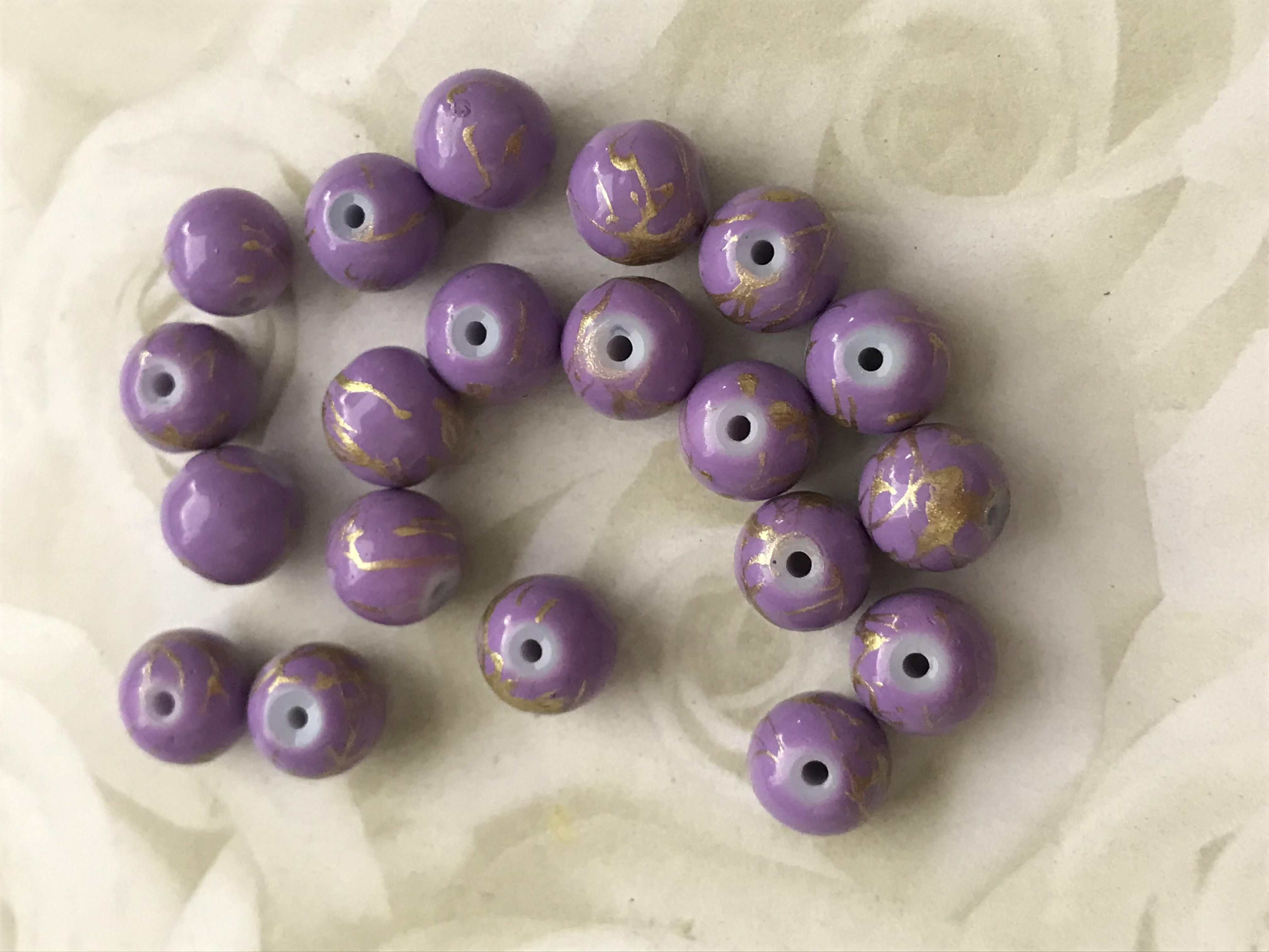 Glass Light Purple with Gold Flecks 8mm Beads