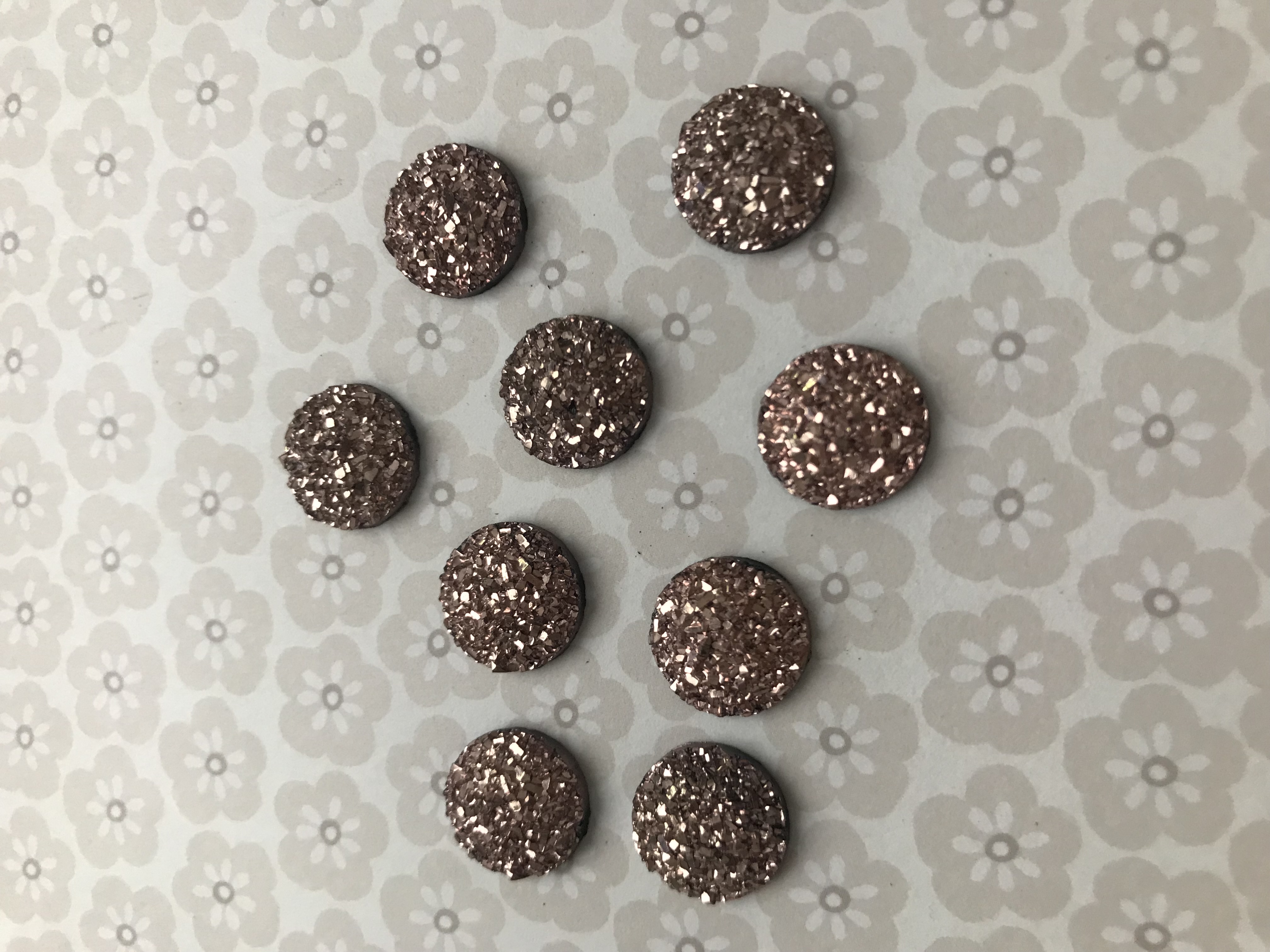 Rose Gold Druzy 12mm Cabochons