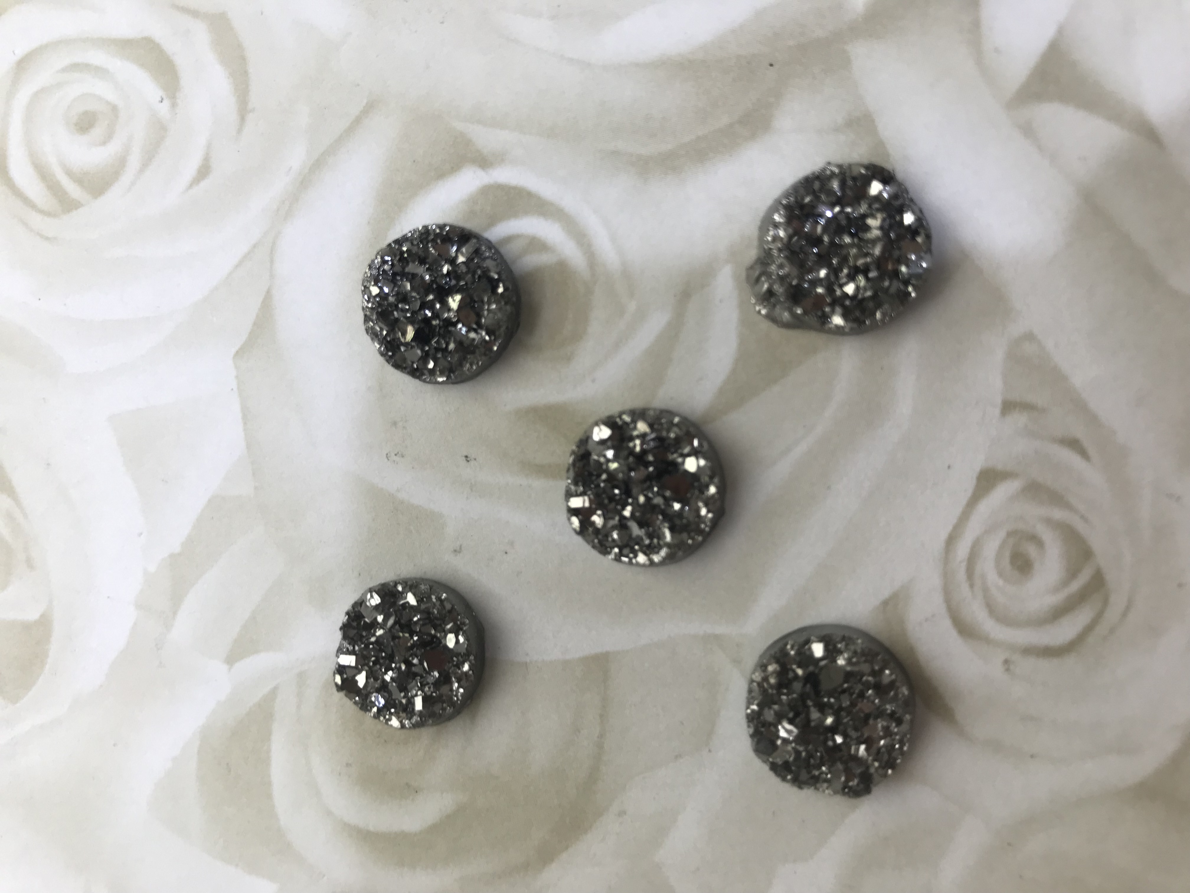 Gunmetal Druzy 12mm Cabochons