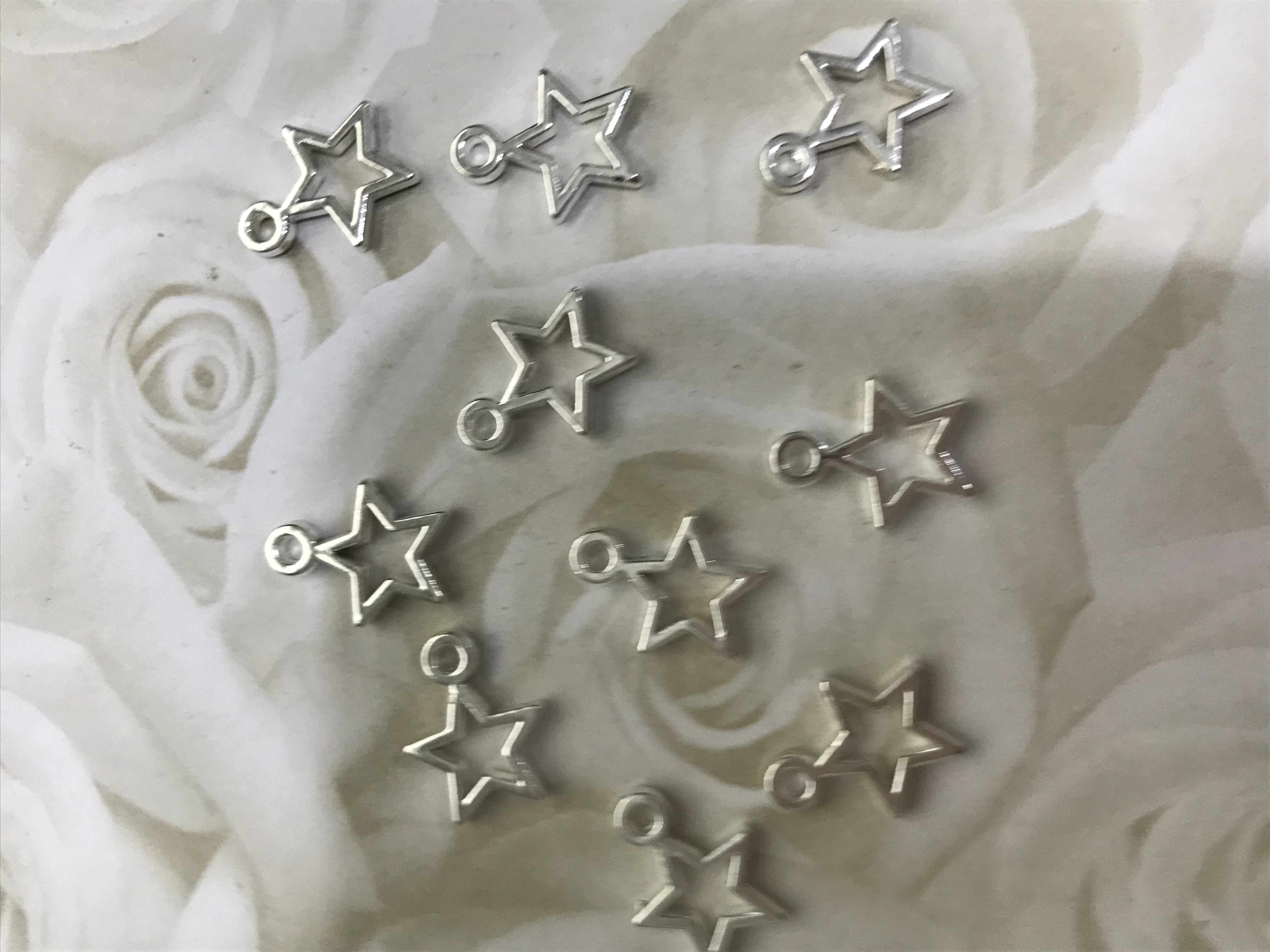 Silver Toned Bright Star 13x10mm Charms