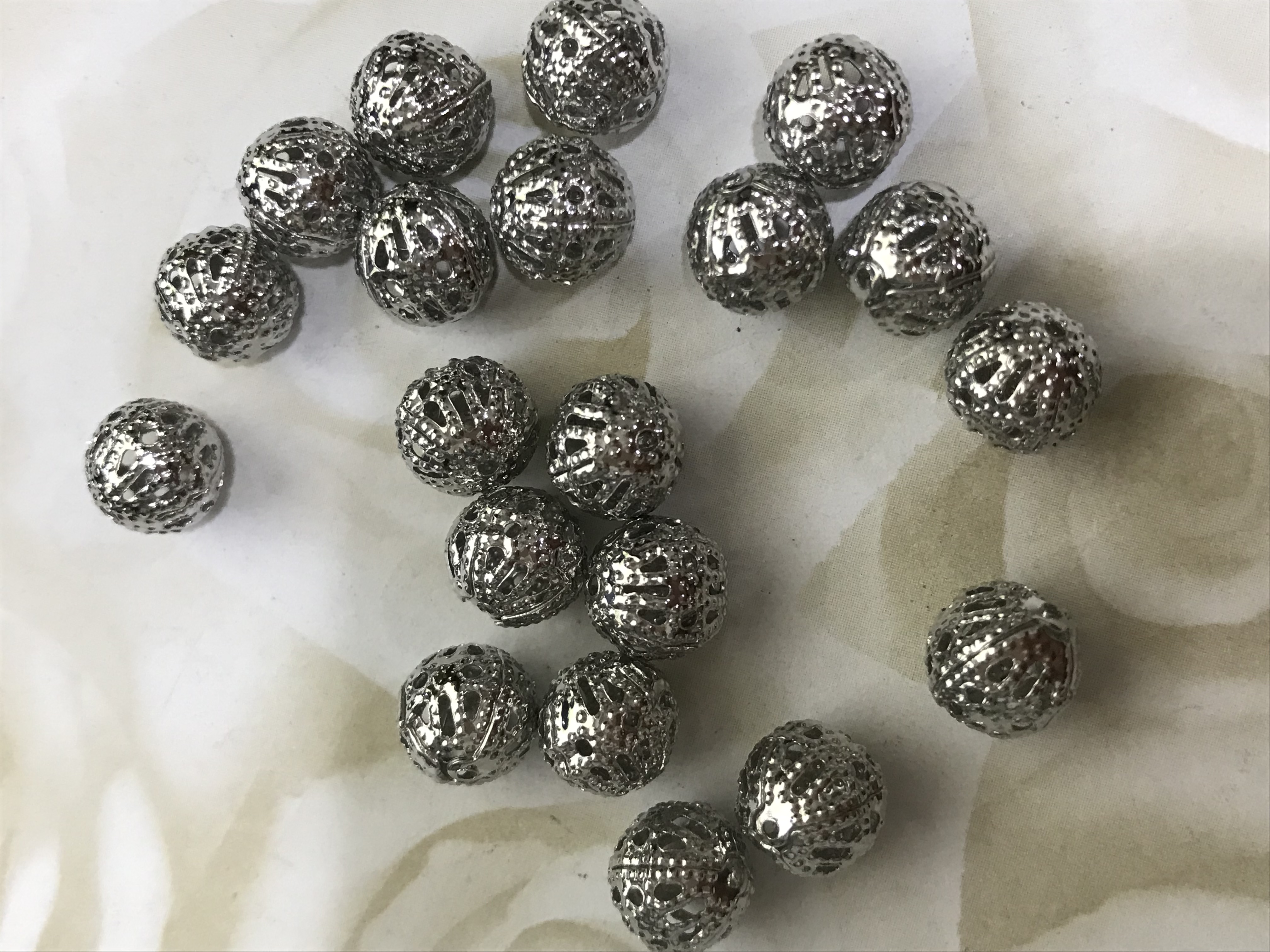 Silver Dull Toned Filigree 8mm Beads