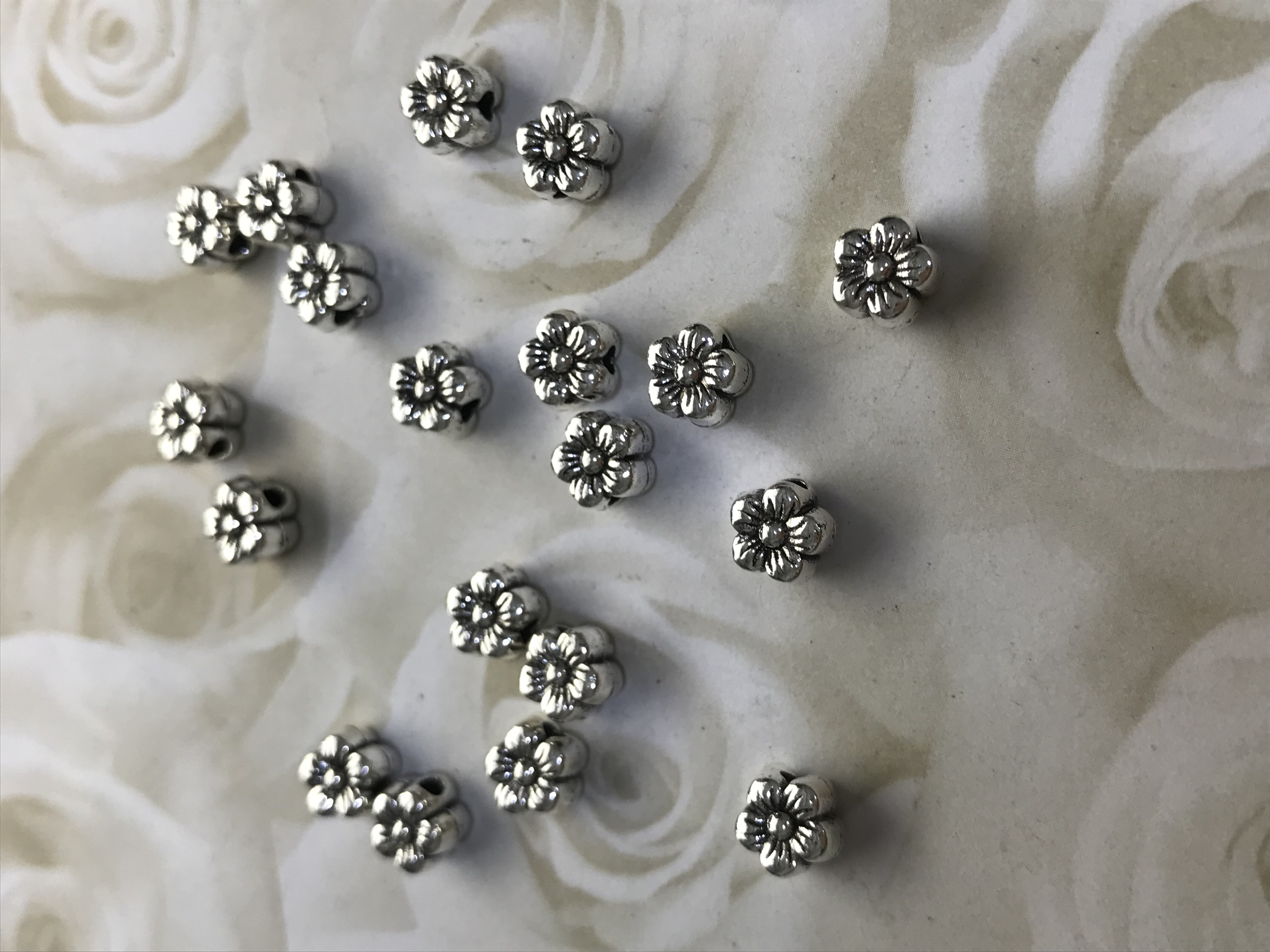 Silver Toned 6mm Flower Filler Beads