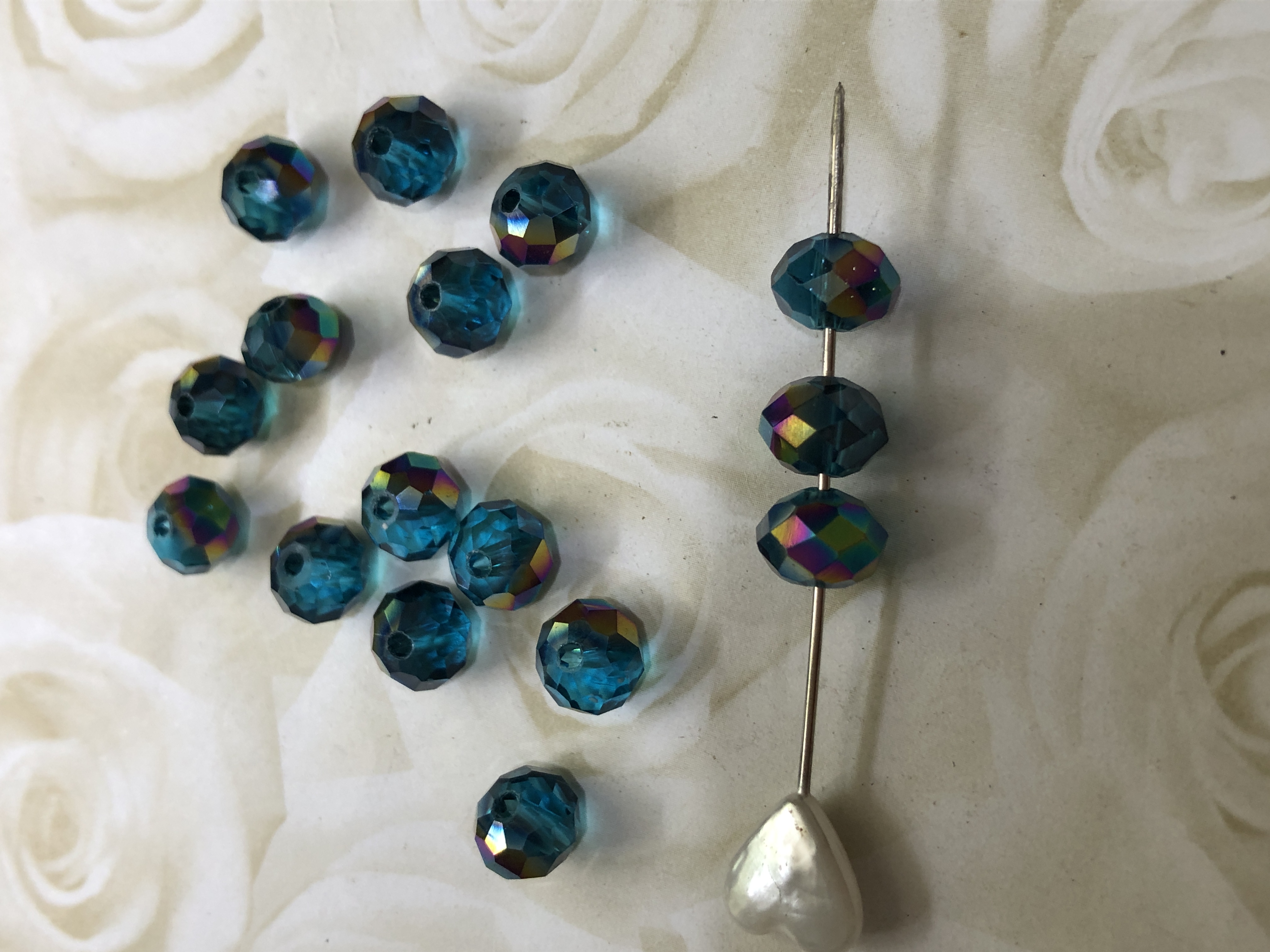 Glass Lake Blue Electroplated 8x6mm Beads