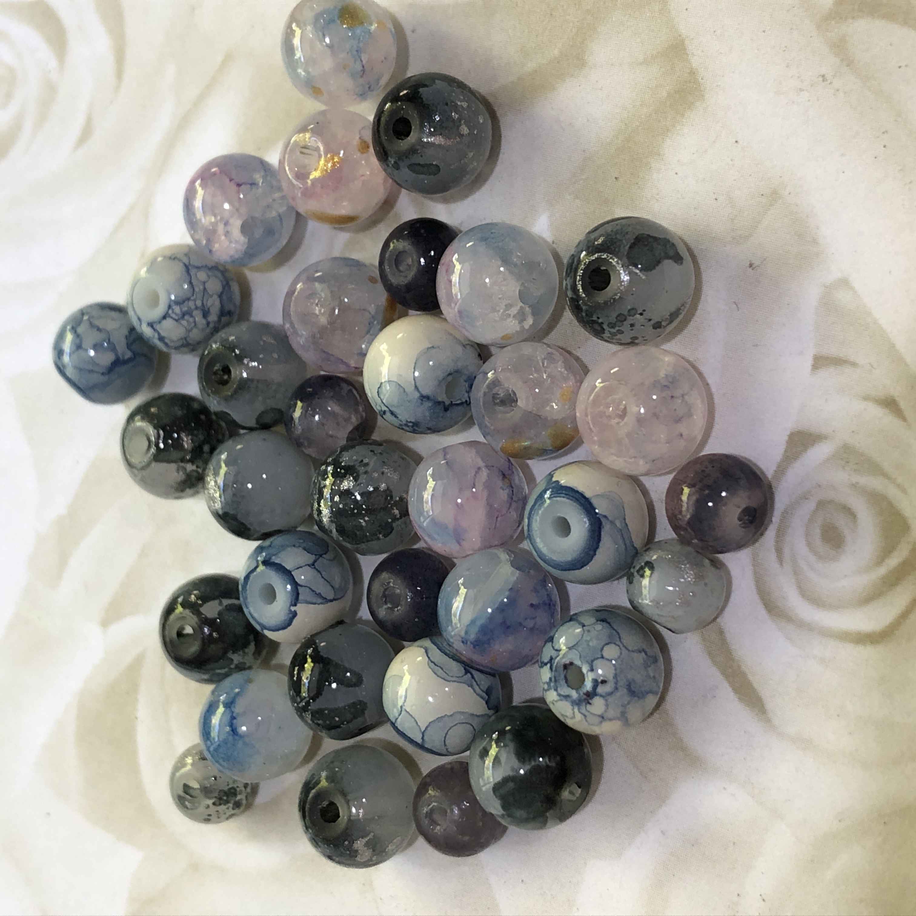 Glass Blue/Black 6-8mm Bead Mix