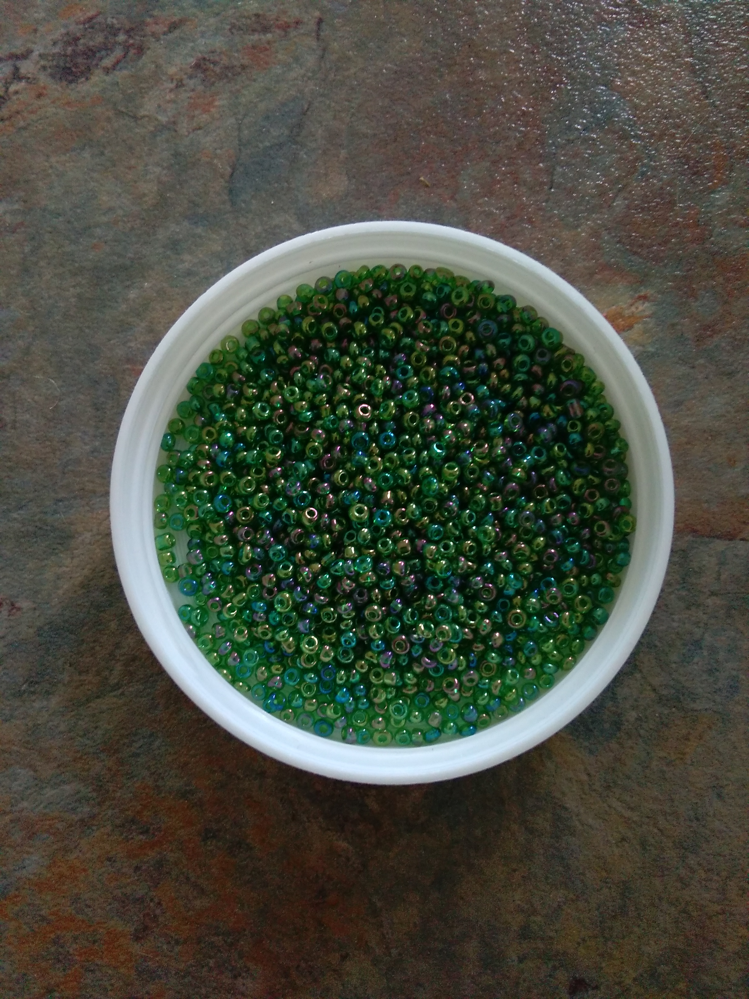 Rainbow Green 12/0 Seed Beads