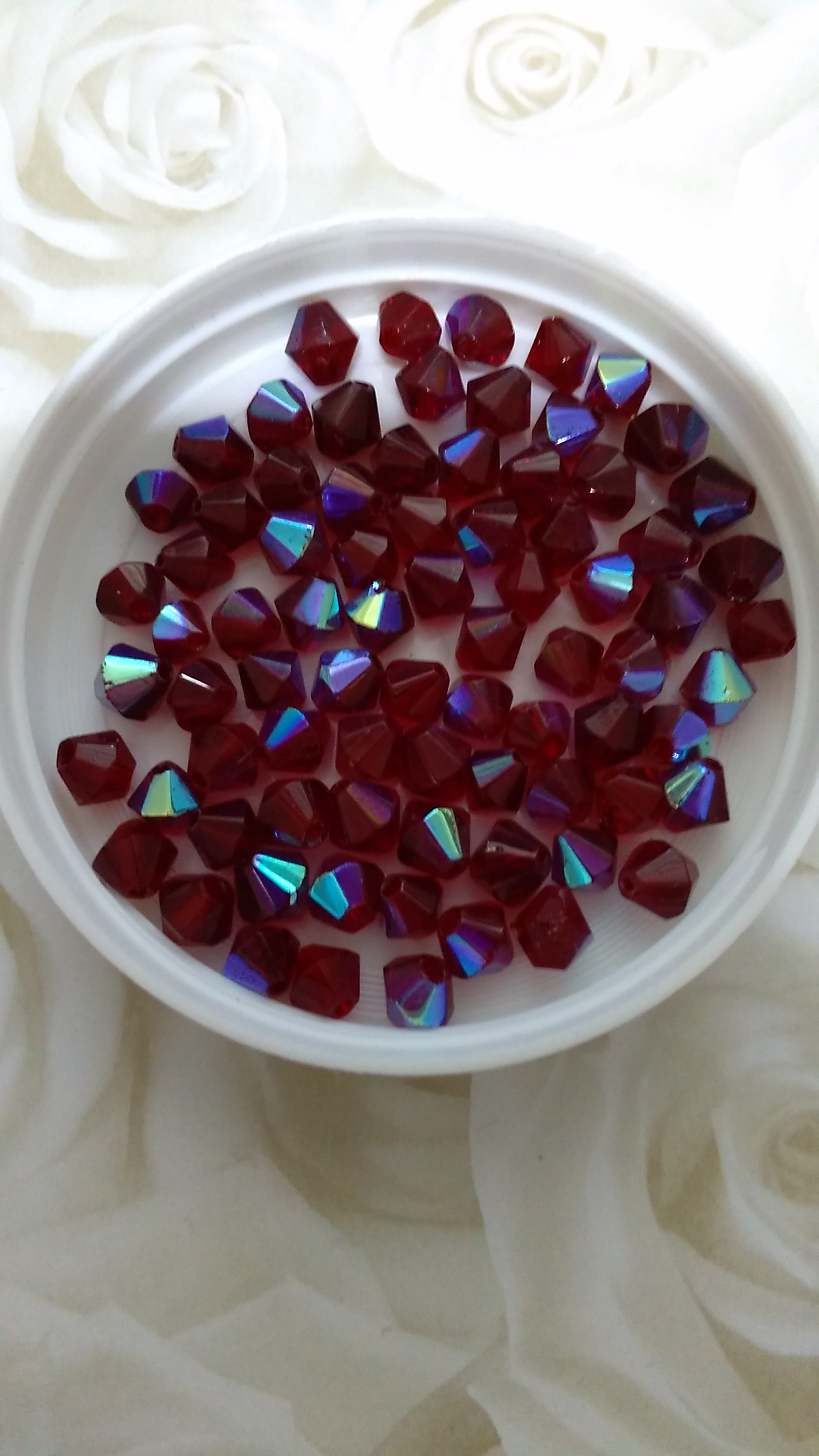 Ruby AB Bicone Glass Crystals 6mm - 25