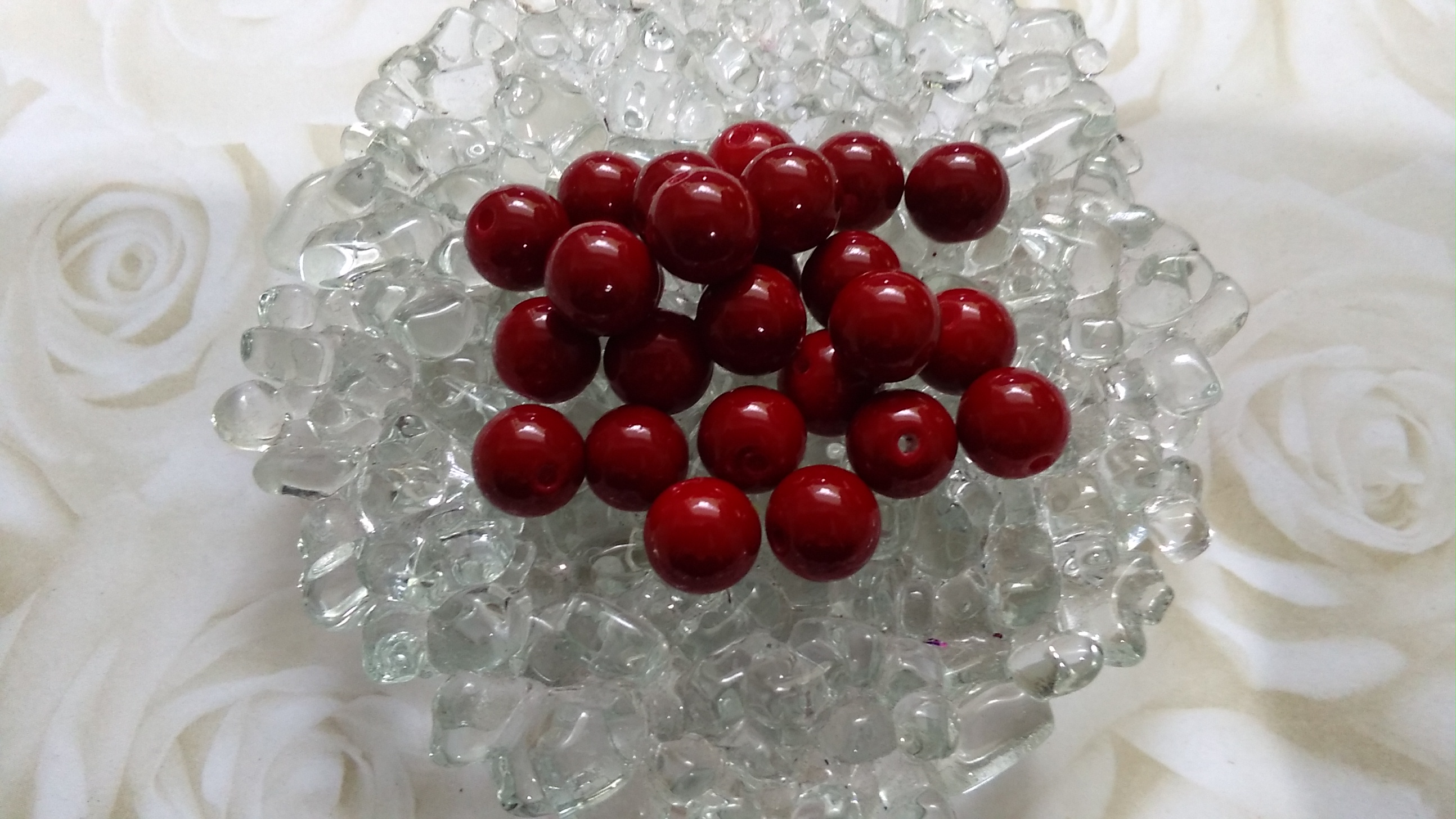 Glass Glossy Red Wine 8mm Beads