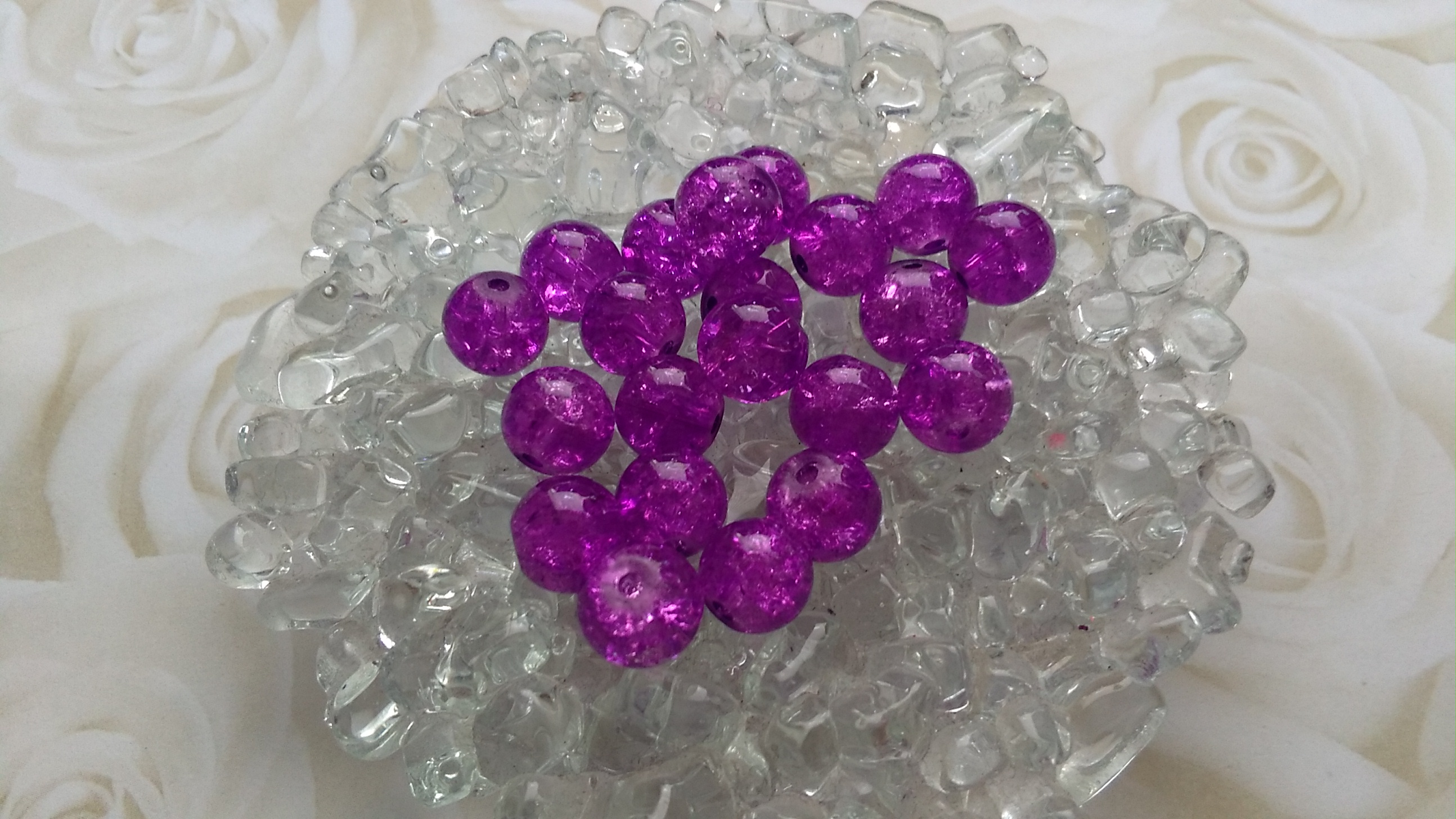 Glass Vivid Purple Crackle 8mm Beads