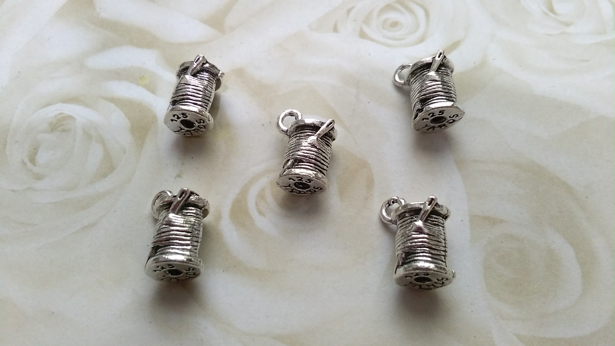 Tibetan Silver Solid Needle and Thread 10mm Charms