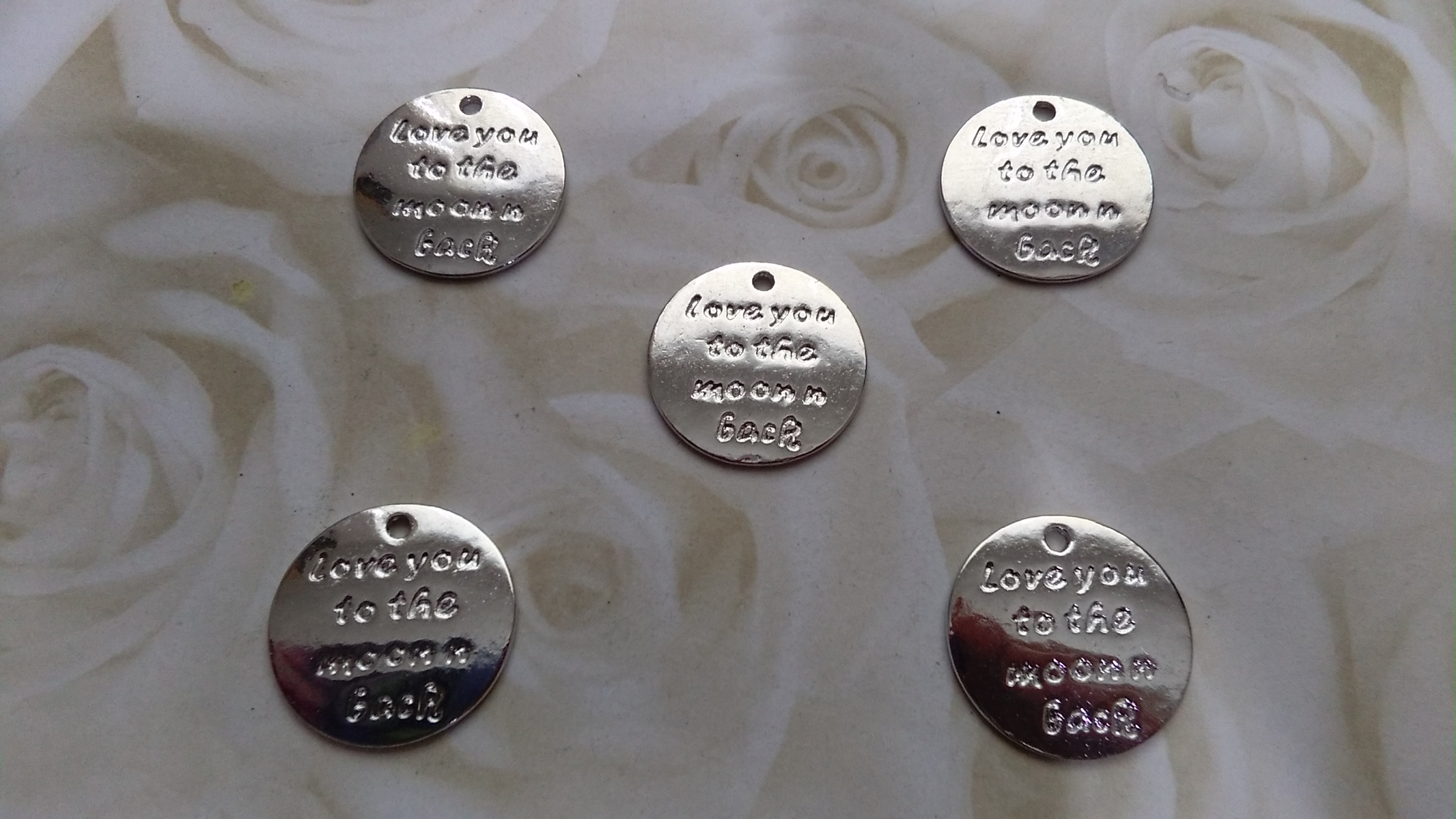 Tibetan Silver "Love you to the Moon and Back" 18mm Disk Charm