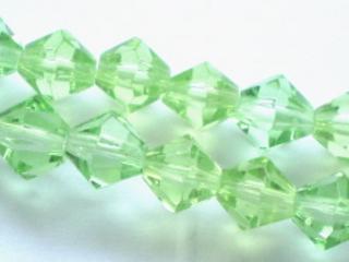 Pale Green Bicone Glass Crystals 6mm